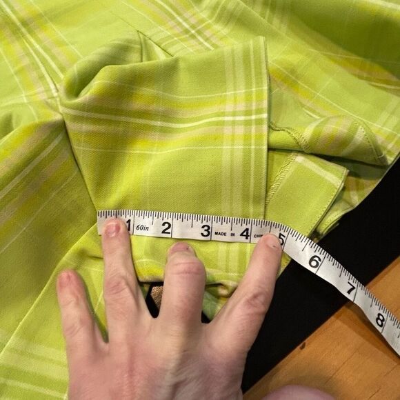 Maeve Anthropologie Skirty Godet Skort chartreuse‎ green plaid size 4 NEW - Picture 4 of 10